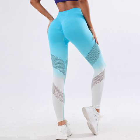 Casual Simple Style Gradient Color Cotton Blend Polyester Active Bottoms Leggings