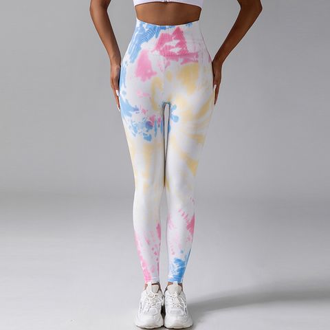 Casual Tie Dye Nylon Active Bottoms Leggings