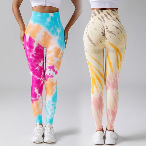 Casual Tie Dye Nylon Active Bottoms Leggings