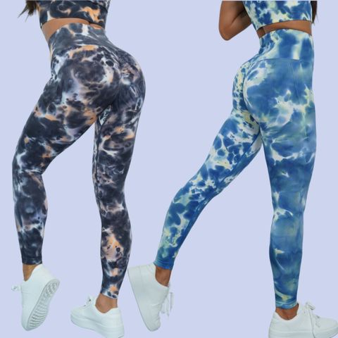 Casual Tie Dye Nylon Spandex Active Bottoms Leggings