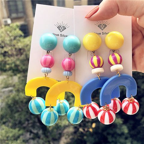1 Pair Cartoon Style Cute Sweet Round Ball Arylic Resin Drop Earrings