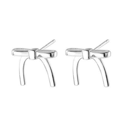 1 Pair Simple Style Bow Knot Plating Sterling Silver Ear Cuffs Ear Studs