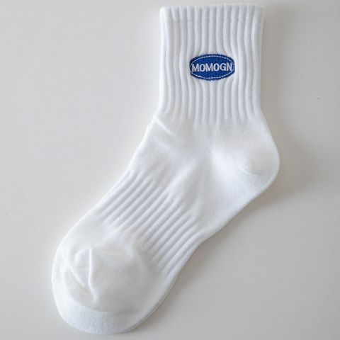 Unisex Simple Style Letter Solid Color Cotton Ankle Socks A Pair