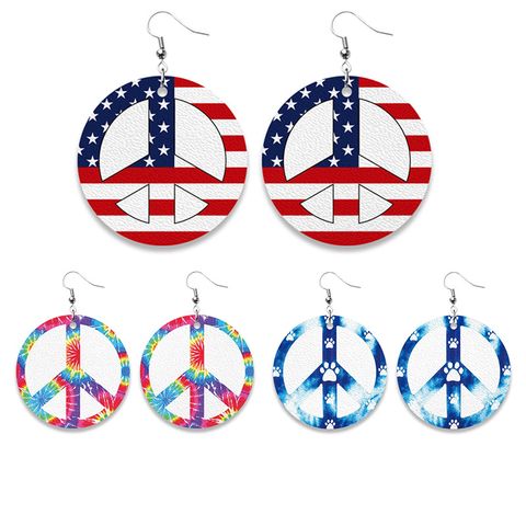 A Pack Of 3 Pairs Simple Style National Flag Symbol Pu Leather Drop Earrings