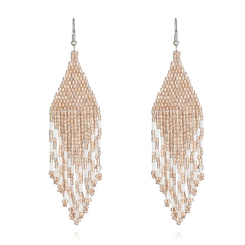 1 Pair Bohemian Simple Style Geometric Tassel Beaded Seed Bead Drop Earrings