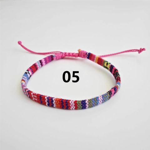 Wholesale Jewelry Bohemian Color Block Cotton And Linen Wax Line Knitting Drawstring Bracelets