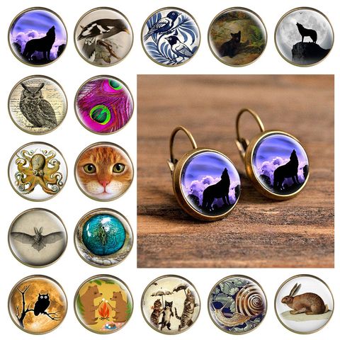1 Pair Casual Simple Style Animal Round Plating Inlay Alloy Glass Earrings