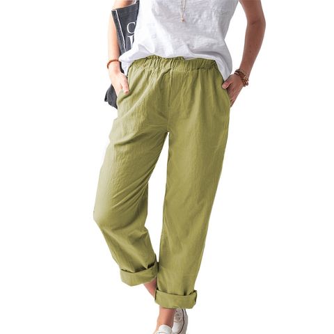 Women's Daily Casual Solid Color Full Length Casual Pants Straight Pants
