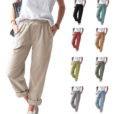 Women's Daily Casual Solid Color Full Length Casual Pants Straight Pants