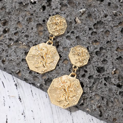 1 Pair Casual Exaggerated Lion Plating Alloy Gold Plated Drop Earrings