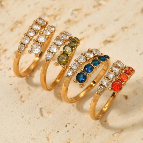 316 Stainless Steel  16K Gold Plated White Gold Plated Gold Plated Casual Plating Geometric Zircon Rings