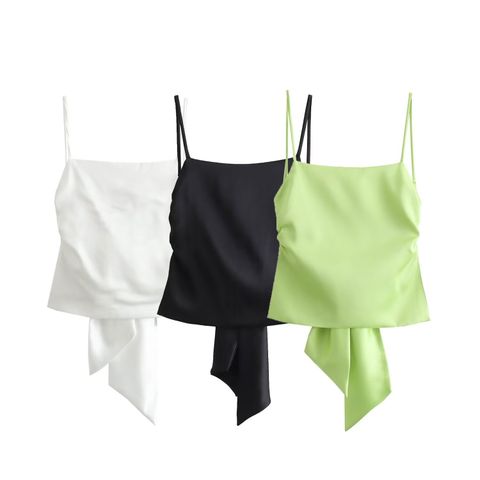 Women's Camisole Tank Tops Bowknot Simple Style Solid Color