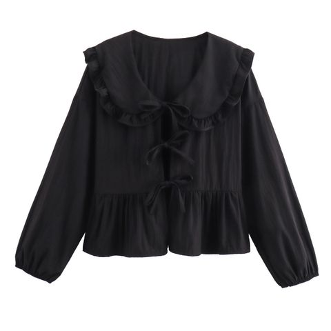 Women's Blouse Long Sleeve Blouses Simple Style Solid Color