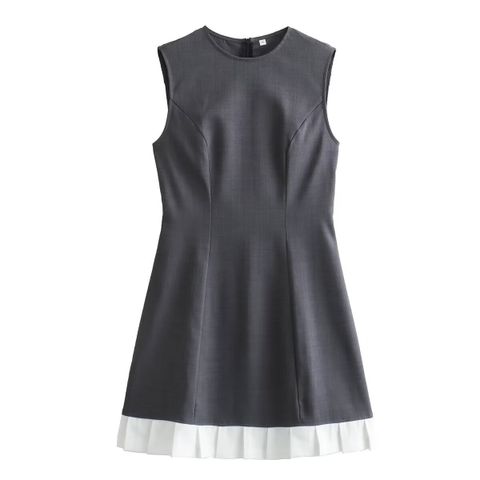 Women's Tank Dress Streetwear Round Neck Contrast Binding Sleeveless Color Block Above Knee Business Daily Date