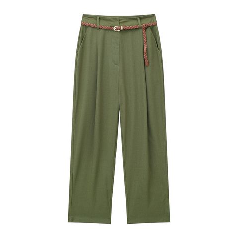 Women's Casual Outdoor Daily Simple Style Solid Color Full Length Belt Casual Pants Wide Leg Pants