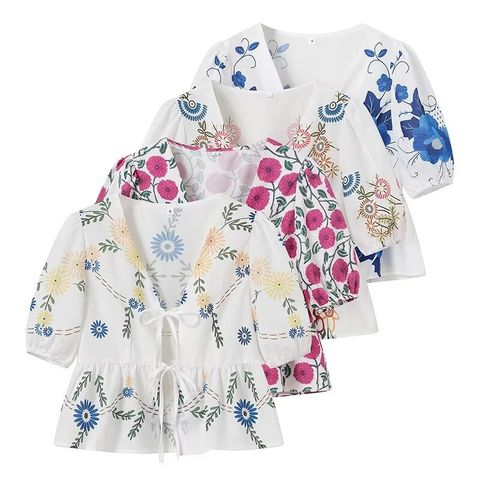 Women's Cardigan Short Sleeve Blouses Printing Vacation Flower Bow Knot