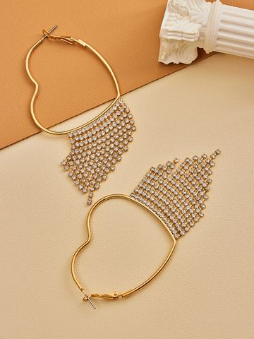 1 Pair Elegant Lady Streetwear Sector Heart Shape Inlay Arylic Alloy Artificial Diamond Drop Earrings