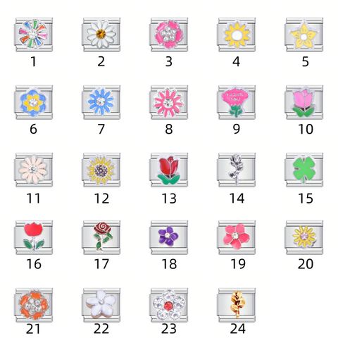 1 Piece 304 Stainless Steel Floral Italian Charms