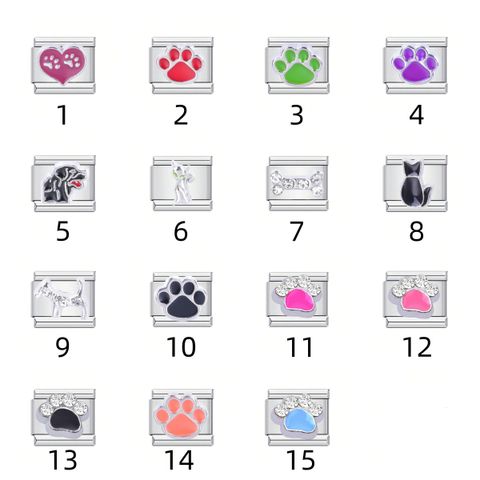 1 Piece 304 Stainless Steel Paw Print Cat Italian Charms