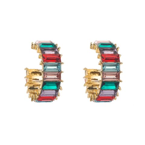 1 Pair Vacation Modern Style Classic Style C Shape Inlay Alloy Rhinestones Glass Gold Plated Silver Plated Ear Studs