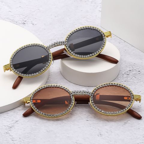 Hip-Hop Vintage Style Luxurious Color Block Ac Oval Frame Full Frame Women's Sunglasses