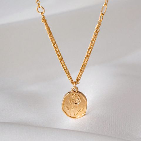Vintage Style Rose Alloy 18K Gold Plated Women's Pendant Necklace