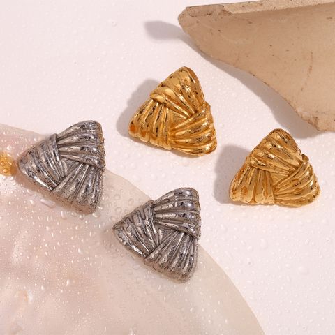 1 Pair Retro Exaggerated Classic Style Triangle Plating 304 Stainless Steel 18K Gold Plated Ear Studs