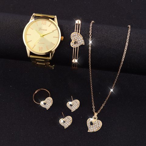 Modern Style Sweet Simple Style Heart Shape Single Folding Buckle Quartz Women's Watches
