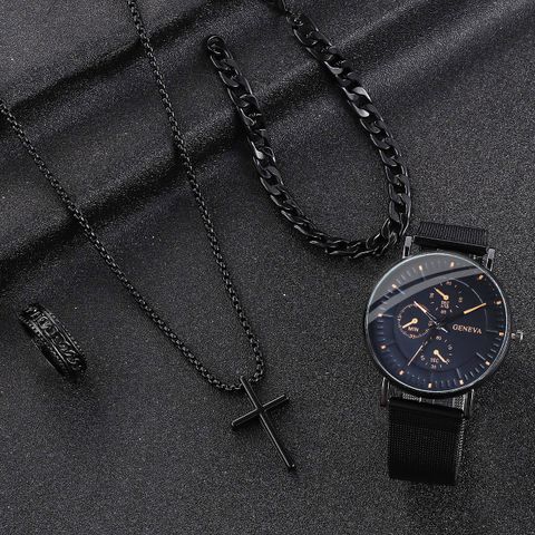 Modern Style Streetwear Sports Solid Color Buckle Quartz Men's Watches