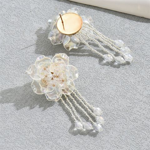 1 Pair Casual Simple Style Flower Alloy Glass Drop Earrings Ear Studs