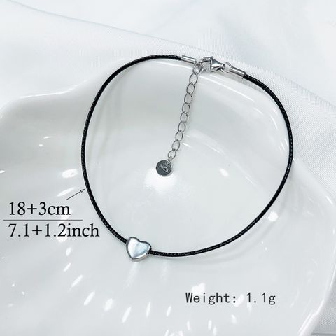 Wholesale Jewelry Casual Simple Style Heart Shape Sterling Silver Rope White Gold Plated Bracelets