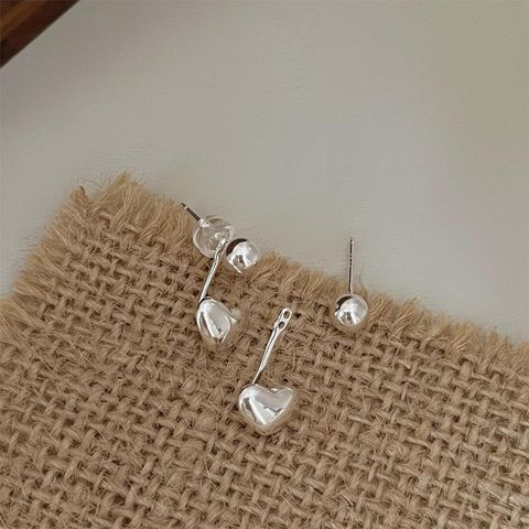 1 Pair Elegant Simple Style Heart Shape Sterling Silver Drop Earrings