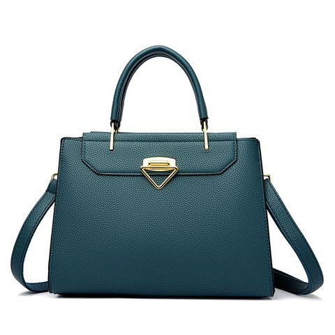 Women's Medium Pu Leather Solid Color Elegant Vintage Style Zipper Handbag