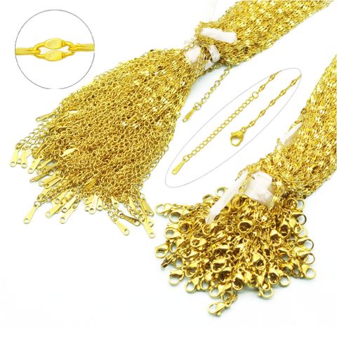 100 PCS/Package 1.5mm 201 Stainless Steel 18K Gold Plated Solid Color Polished Chain