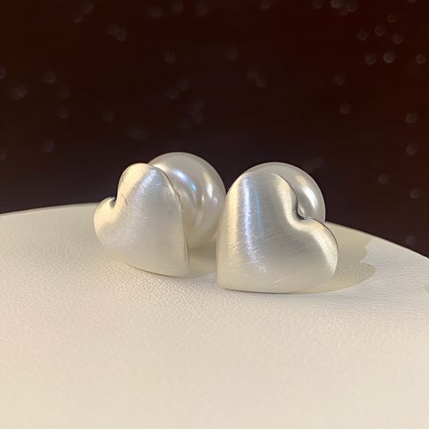 1 Pair Simple Style Heart Shape Imitation Pearl Ear Studs