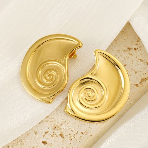 1 Piece Simple Style Conch 304 Stainless Steel 18K Gold Plated Ear Studs