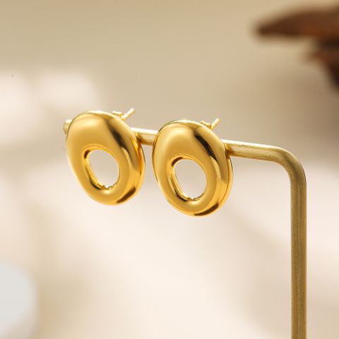 1 Pair Simple Style Oval 304 Stainless Steel Earrings
