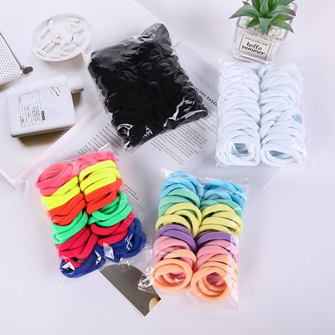 Women's Simple Style Solid Color Nylon Rib-Knit Hair Tie