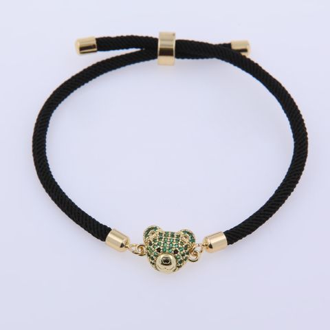 Wholesale Jewelry Cartoon Style Cute Bear Rope Copper Zircon 18K Gold Plated Plating Inlay Drawstring Bracelets