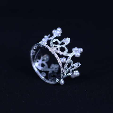 Women's Simple Style Crown Alloy Inlay Rhinestones Pearl Crown