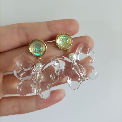 1 Pair Retro Butterfly Glass Drop Earrings