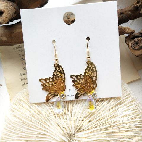 1 Pair Elegant Retro Butterfly Plating Alloy Drop Earrings Ear Cuffs