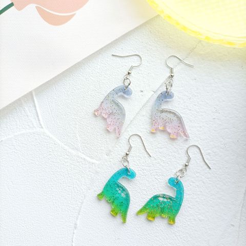 1 Pair Cartoon Style Cute Dinosaur Resin Drop Earrings Ear Cuffs