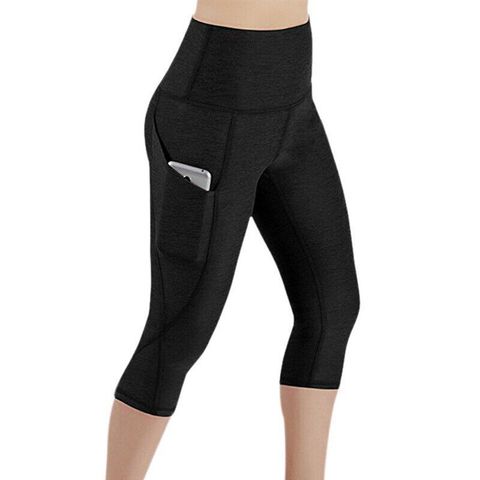 Women's Casual Solid Color Polyester Pocket Active Bottoms Leggings