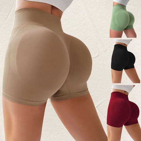 Simple Style Solid Color Nylon Active Bottoms Leggings