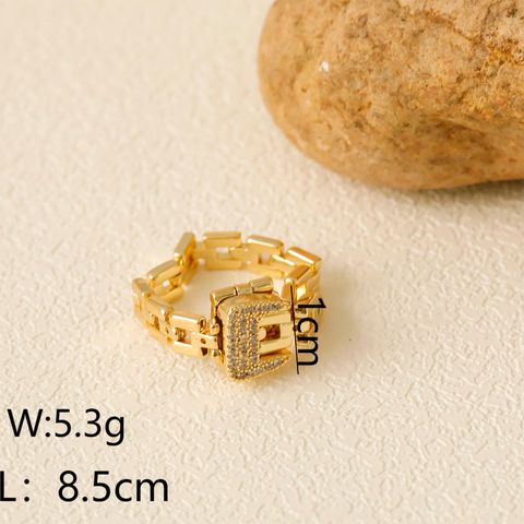 Copper 18K Gold Plated Simple Style Commute Inlay Solid Color Zircon Open Rings Rings