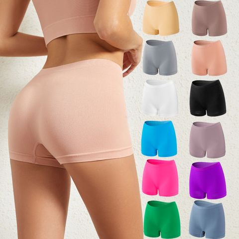 Solid Color Seamless Breathable Mid Waist Normal Type Panties