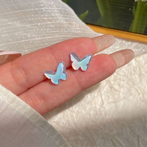 1 Pair Sweet Butterfly Alloy Resin Ear Studs
