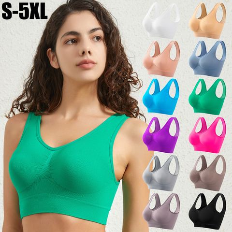 Casual Solid Color Nylon Active Tops Bralette