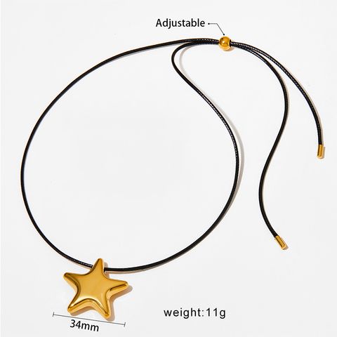 French Style Simple Style Round Star Water Droplets 316L Stainless Steel  Rope 18K Gold Plated Unisex Pendant Necklace